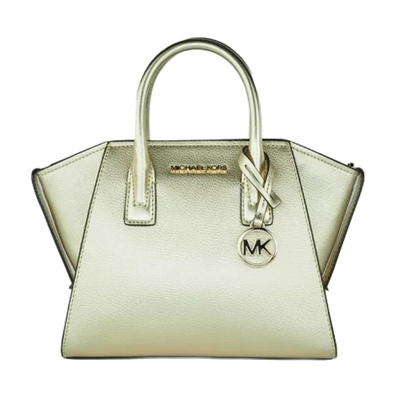 Michael Kors Avril Small Leather Top-Zip Satchel Bag Handbag Pale Gold Nwt$448 - Picture 1 of 3